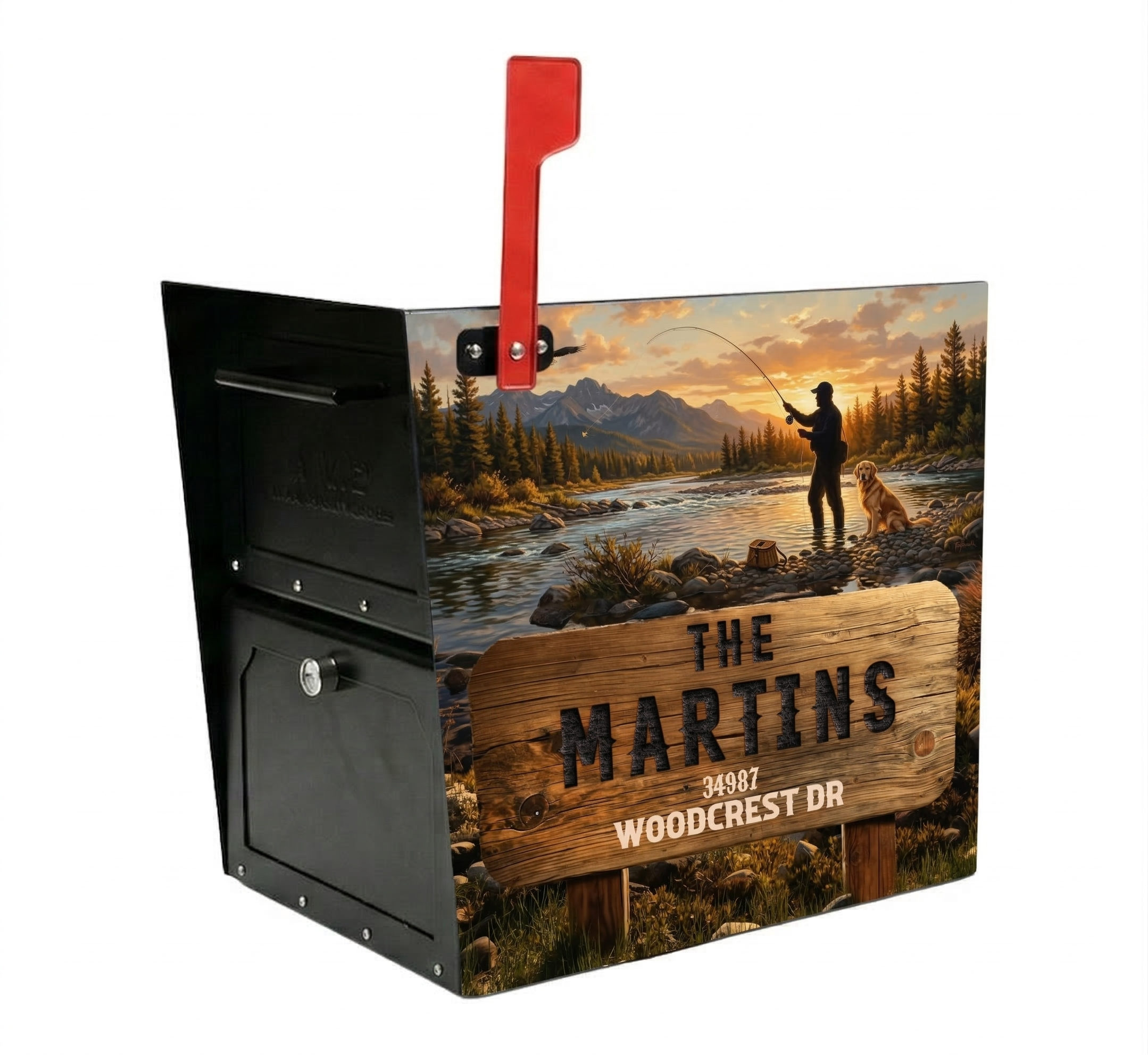 The Angler’s Retreat: Personalized Fly Fishing Tribute Mailbox